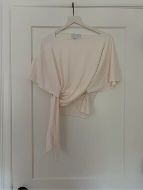 Reformation Cream Short Sleeve Tie-Front Top